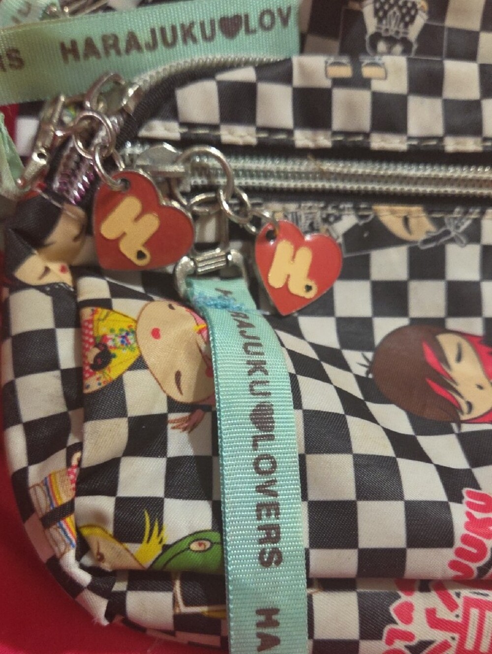 Checker Print Crossbody Bag Harajuku Lovers- Black & White - Picture 4 of 9